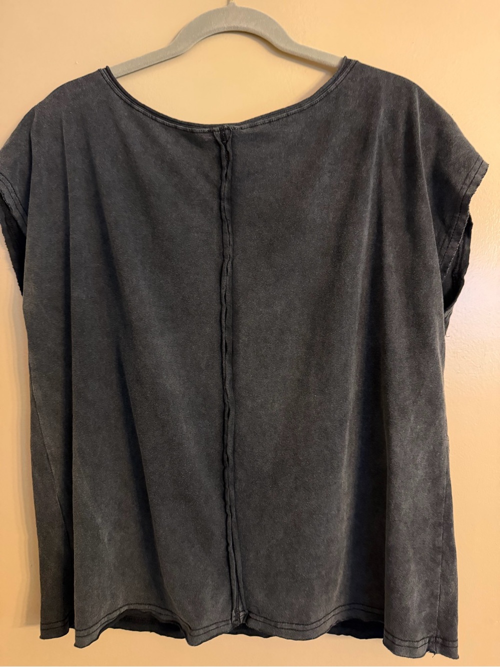 POL Washed Black V-Neck Tee with Studded Peace Graphic - Picture 3 of 5